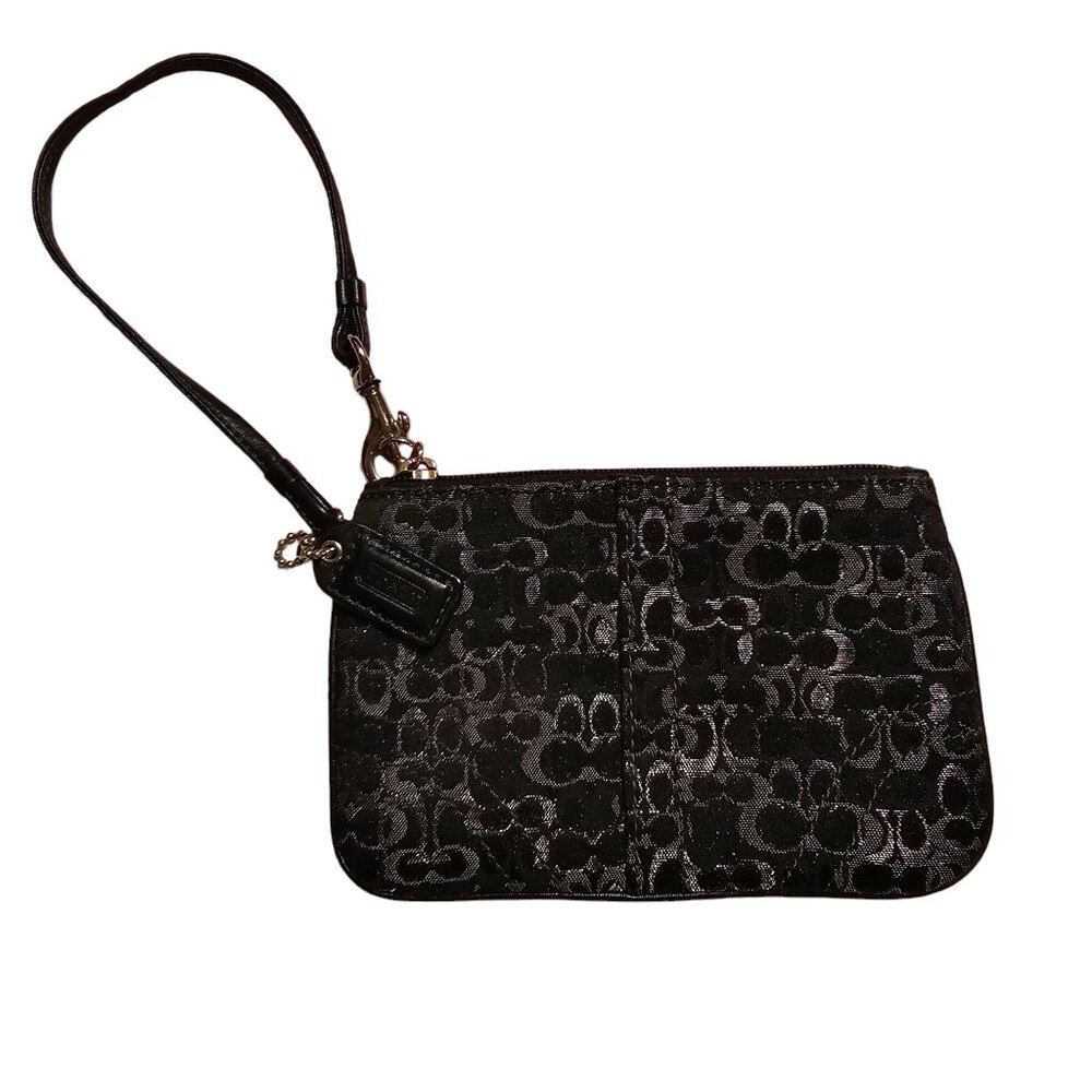Coach Black Monogram Wristlet‎ Excellent Condition